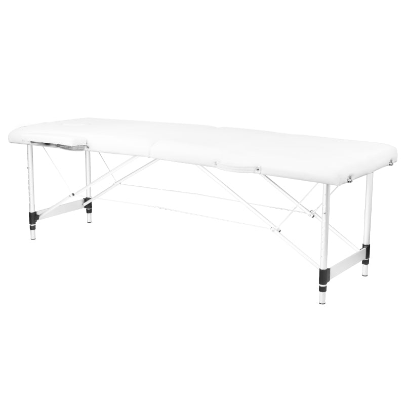 2-section aluminum folding massage table, comfort, white