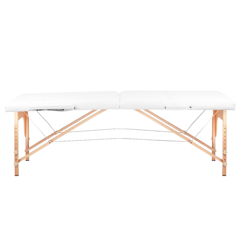 2-section folding massage table, wood comfort, white
