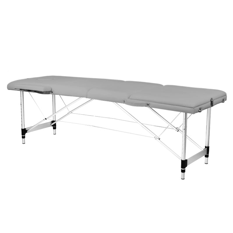3-section aluminum comfort folding massage table, gray