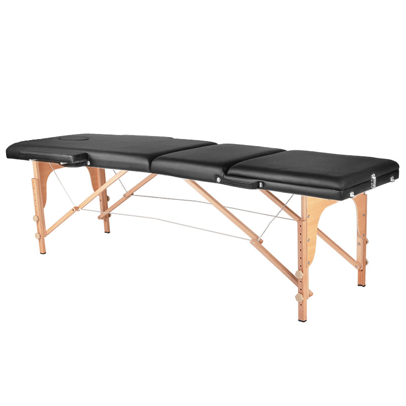 3-section black comfort massage table, wood comfort