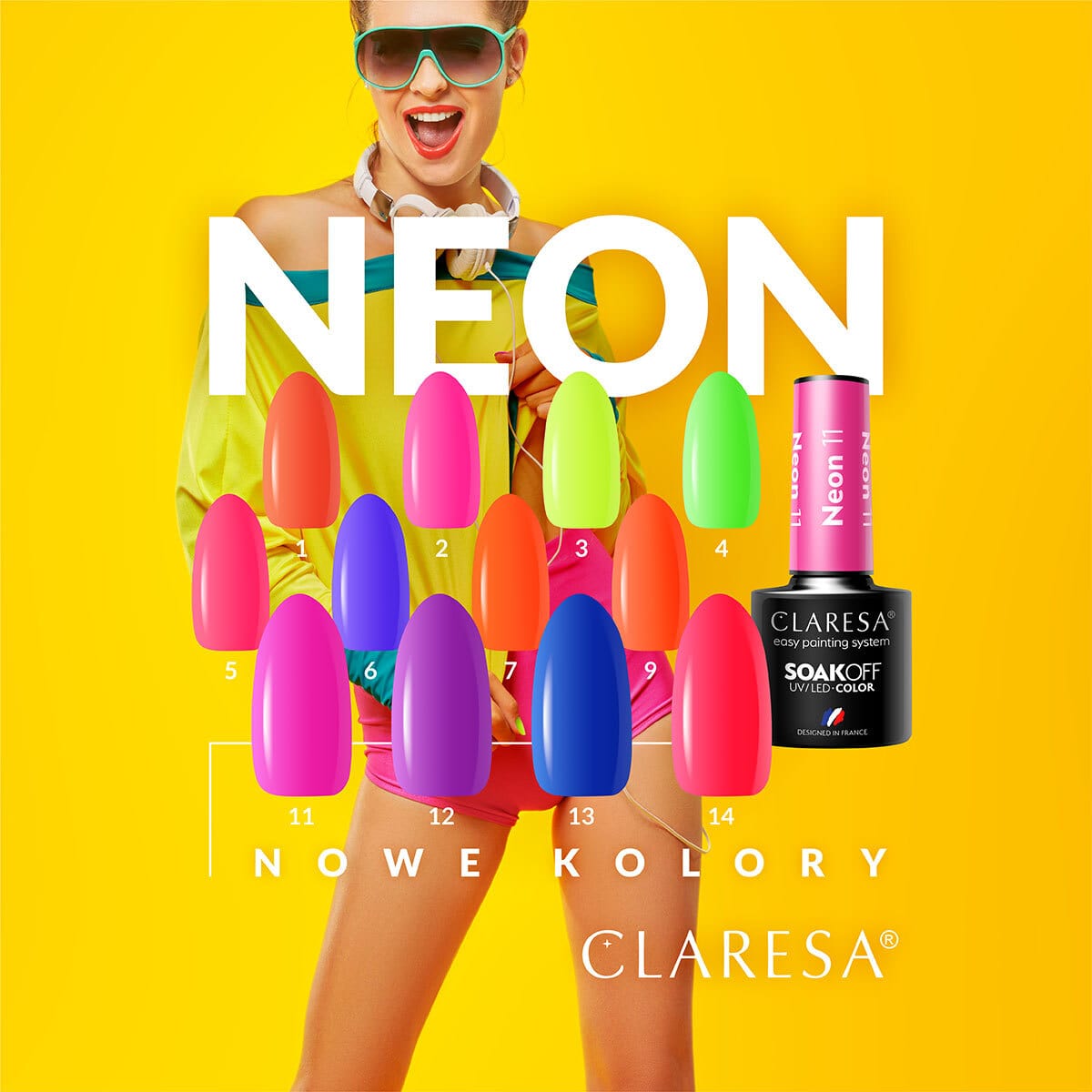 CLARESA Hybrid nail polish NEON 12 -5g